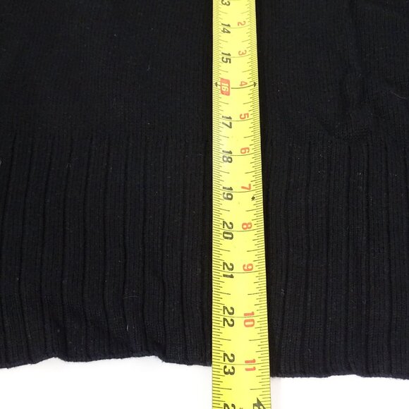 Old Navy Black Ribbed Trim V-Neck Sweater Women Size M Long Sleeve Side Slit - Picture 9 of 9
